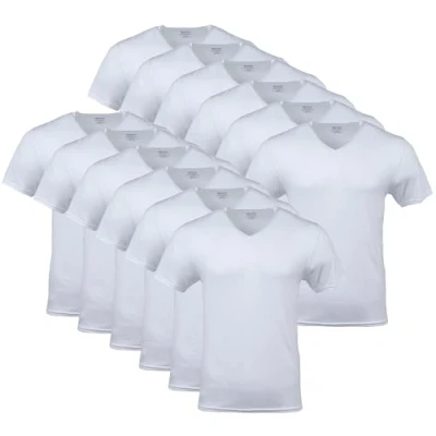 Afbeelding van Gildan T shirts met V hals, multipack, Style G1103, ondergoed voor heren (6 stuks), Wit (pak van 12)