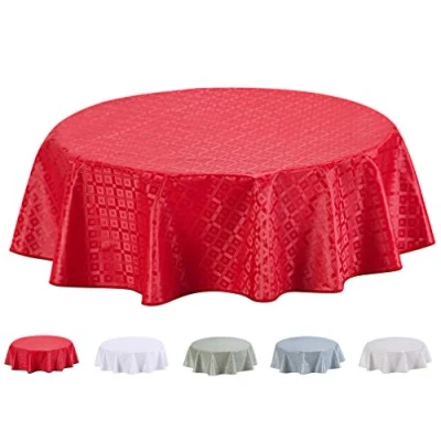 Afbeelding van Wasdoek tafelkleed afwasbaar rond reliëf 155cm rood