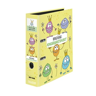 Afbeelding van Originele Falken map met insteekvak. Made in Germany 8 cm breed DIN A4 Monster Verzamelmap voor kinderen.