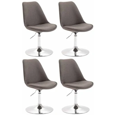 Afbeelding van CLP Maverick Set van 4 Eetkamerstoelen Stof donkergrijs chroom