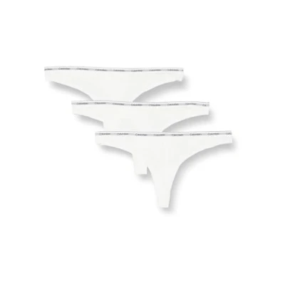 Image de Calvin Klein Strings Lot de 3 Modern Logo Tangas Femme, Blanc (White/White/White), XL