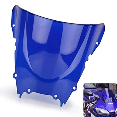 Afbeelding van Yamaha YZF R6 1998 2002 voorruit, dubbele luchtbellen, blauw