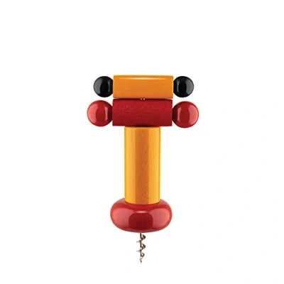 Afbeelding van Alessi Ettore Sottsass Twergi Kurkentrekker In Beukenhout Zwart/Rood/Geel