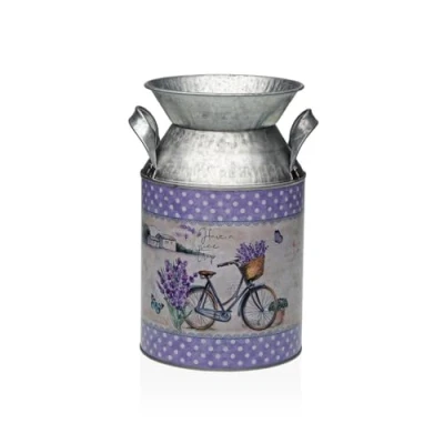 Afbeelding van Vaas Versa Lila Metaal Fiets 13 x 15,5 21 cm