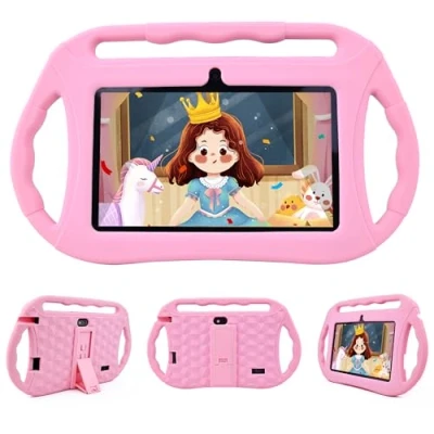 Afbeelding van Veidoo Tablet voor kinderen, Android, 7 inch, 2 GB + 32 GB, wifi, IPS display, met Parental Control, vooraf geïnstalleerde educatieve apps, leren, roze