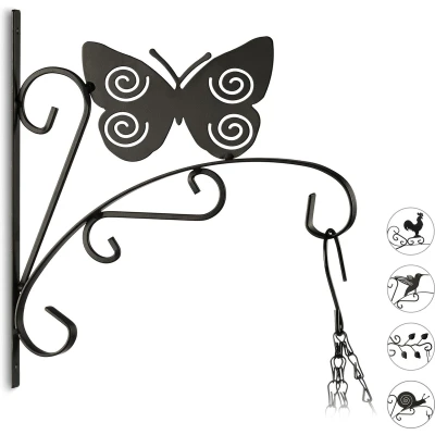 Afbeelding van Relaxdays muurhaak planten ijzer 30 x 28 2 cm plantenhaak hanging basket haak Vlinder