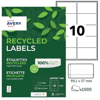 Afbeelding van Etiket Avery LR7173 100 99.1x57mm recycled wit 1000stuks