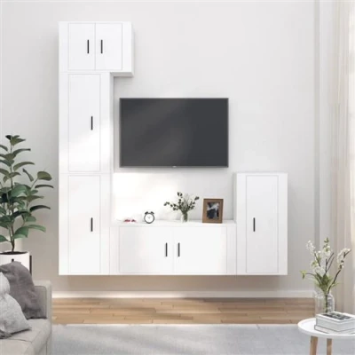 Afbeelding van vidaXL 5 delige Tv meubelset bewerkt hout wit