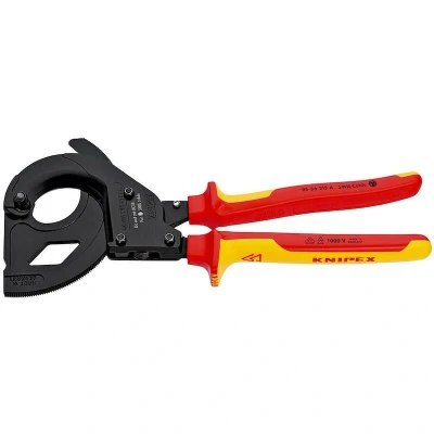 Image de KNIPEX 95 36 315 A coupe câble (principe du cliquet) pour câbles SWA, isolés VDE avec poignées multi composants noir laqué m