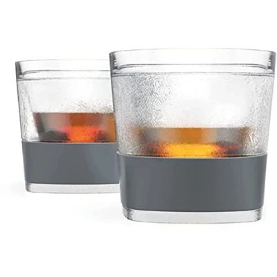 Afbeelding van Host Freeze Set van 2 whiskybekers dubbelwandig glas, grijs