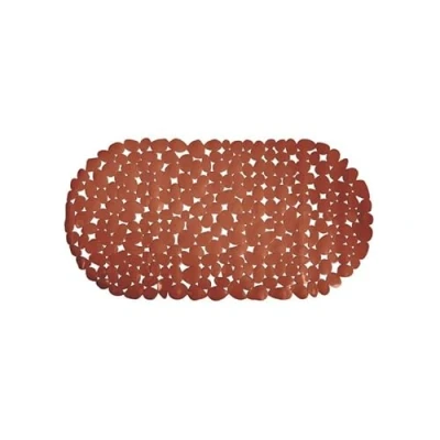Afbeelding van MSV Douche/bad anti slip mat badkamer pvc terracotta 35 x 68 cm zuignappen steentjes motief