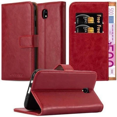 Afbeelding van Cadorabo Hoesje geschikt voor Samsung Galaxy J7 2017 in WIJN ROOD Beschermhoes met magnetische sluiting, standfunctie en kaartvakje Book Case Cover Etui