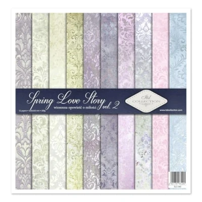 Afbeelding van ITD Collection Scrapbooking verpakking 31 x 30 cm, plakboek papier, decoratief decoupage, kaarten maken, papierformaat 310 320 mm (vol. Spring Love Story vol. 2,