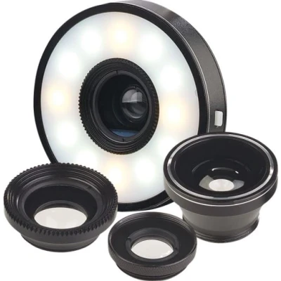 Image de Lentilles pour appareil mobile super grand angle, macro et fish eye + Anneau LED