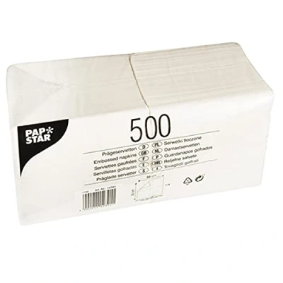 Afbeelding van Papstar 12391, 500 servetten, 1 laags, 1/4 vouw, 33 x cm, wit