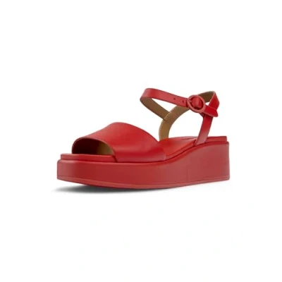 Afbeelding van Camper Sandalen met sleehak, Dames, Maat: 35, Hellrot Leer