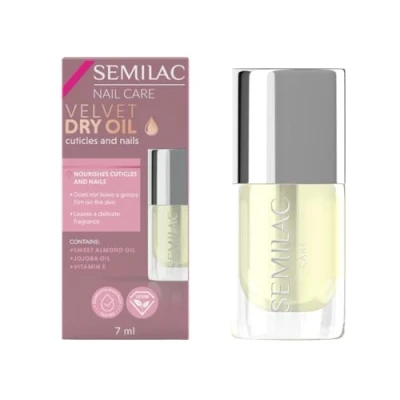 Afbeelding van Semilac Velvet Dry Oil voedende droge olie voor nagelriemen en nagels met amandelolie vitamine E, 7 ml