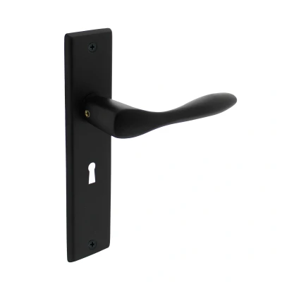 Afbeelding van Intersteel Deurkruk Banaan met schild 181x41x7mm sleutelgat 56mm mat zwart