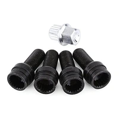Afbeelding van Wielbouten 4 + 1 wielbout zwart staal en wielmoer met+anti diefstal moer seat leon anti volkswagen slot diefstalbeveiliging eos