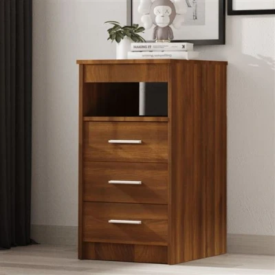 Afbeelding van Ladekast 40x50x76 cm bewerkt hout bruin eikenkleur