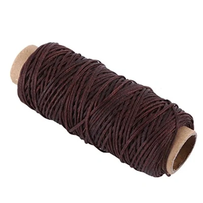 Afbeelding van 50 m platte gewaxte draad voor het naaien van leer, doe zelf, handwerk, 1 mm, mm (donkerbruin)