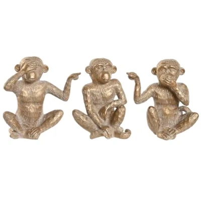 Afbeelding van Decoratieve figuren Home ESPRIT Gouden Aap Tropisch 14 x 10 cm (3 Stuks)