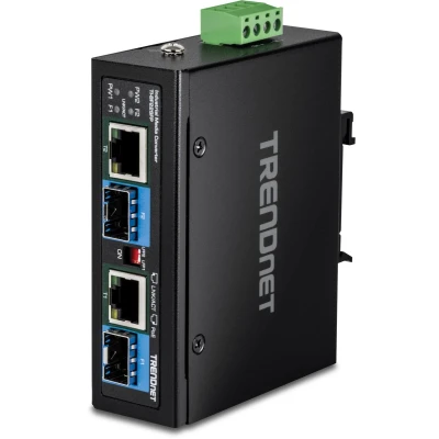 Afbeelding van Trendnet TI BF22SFP Mediaconverter 2 poorts industriële SFP naar Gigabit PoE++, Data converter