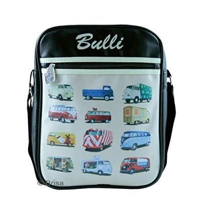 Afbeelding van BRISA VW Collection Volkswagen retro vintage schoudertas met Combi T1 motief (Bulli Parade/zwart)
