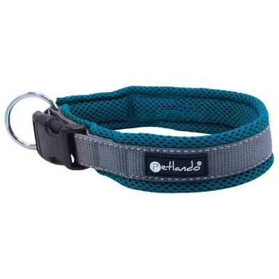 Afbeelding van Petlando Hondenhalsband Outdoor Grijs&amp;Petrol Klikhalsband 45 50/3.5 cm