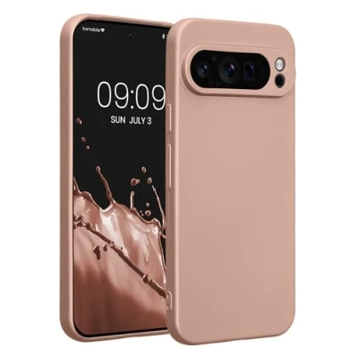 Afbeelding van kwmobile metallic telefoonhoesje van TPU geschikt voor Google Pixel 9 Pro XL Flexible case smartphone In roségoud
