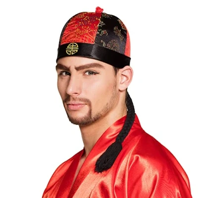 Image de Boland chapeau Mandarin avec ses hommes noir / rouge taille unique