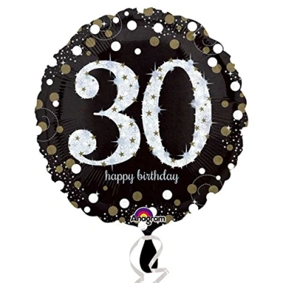 Afbeelding van Folie ballon Sparkling zilver goud 30 jaar.
