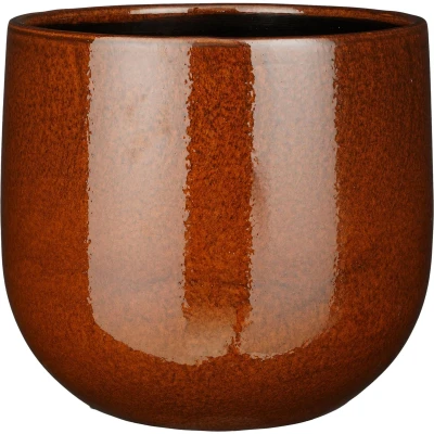 Afbeelding van Mica Decorations Plantenpot keramiek bruin glans D29 H25 cm