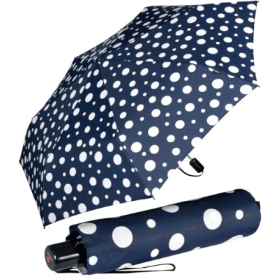 Afbeelding van Knirps Slim Duomatic Zakparaplu met stippen, Navy Blauw