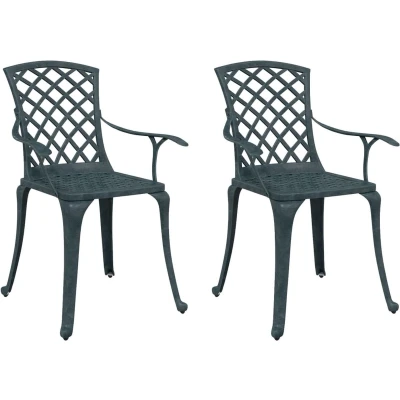 Afbeelding van Tuinstoelen 2 st gietaluminium groen