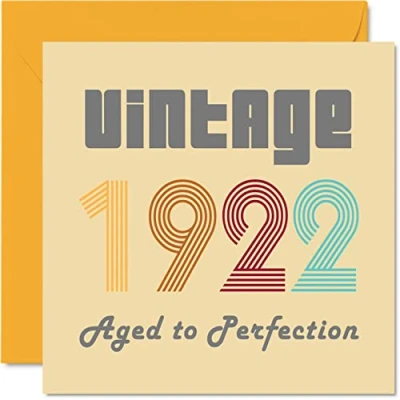 Afbeelding van Verjaardagskaarten voor de 100e verjaardag mannen en vrouwen Vintage 1922 Aged To Perfection grappige verjaardagskaart haar, hem, 145 mm x opa, oma, oma
