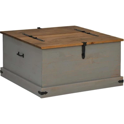 Afbeelding van vidaXL Opbergkist HALDEN grijs 91x91x47 cm massief grenenhout