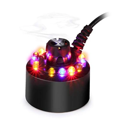Afbeelding van PAIDUOJI Couleur Changeante 12 lumières LED brumisateur Eau Fontaine étang Fogger air humidificateur atomiseur avec Adaptateur Secteur (Noir)