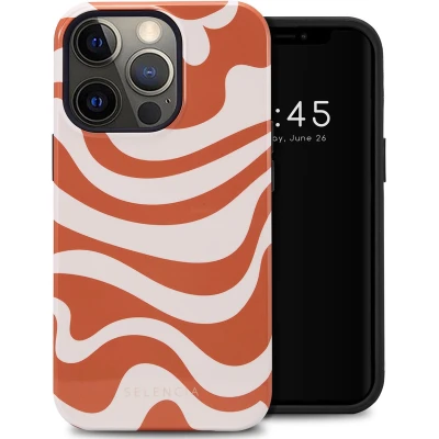 Afbeelding van Selencia Hoesje Geschikt voor iPhone 13 Pro Vivid Backcover Dream Swirl Orange