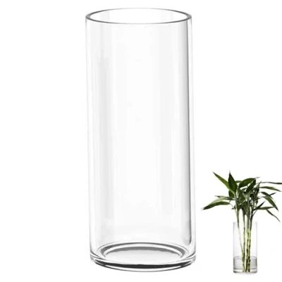 Afbeelding van glazen bloemenvaas, moderne cilindervaas, handgemaakte kristallen vazen, 40 cm hoog, kaarsenhouder, glas, bloemenbloem, plantencontainer voor thuis, kantoor, decoratie, tafeldecoratie, verjaardagscadeau