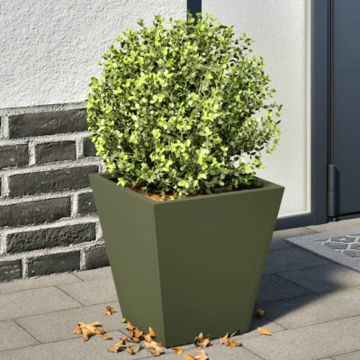 Afbeelding van vidaXL Plantenbakken 2 st 30x30x30 cm staal olijfgroen