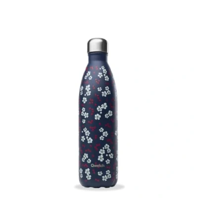 Afbeelding van Qwetch Originals Hanami blauwe thermosfles 750 ml 24 uur koud en 12 warm waterdicht, BPA vrij herbruikbaar van roestvrij staal voor sport, reizen, kantoor, wandelen