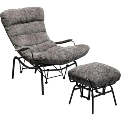 Afbeelding van Fauteuil en Voetensteun Vienna Swing grijs Kare Design