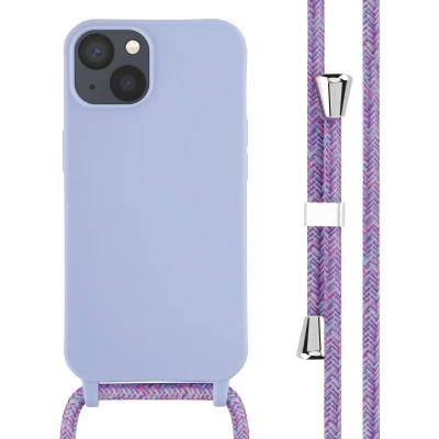 Afbeelding van iMoshion hoesje met koord Geschikt voor iPhone 13 Siliconen Paars