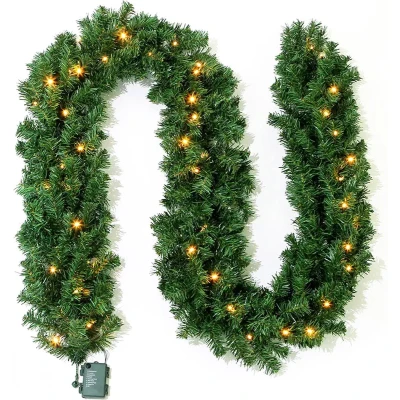 Afbeelding van Nordlandia Guirlande Met verlichting Timer Kerstversiering 270CM Kerstslinger Kerstdecoratie 35 LED Groen