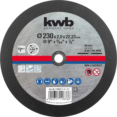 Afbeelding van kwb 711833 Doorslijpschijf recht 230 mm 1 stuk(s) Staal