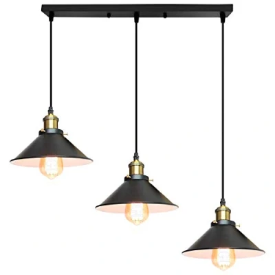 Afbeelding van IDEGU hanglamp, industrieel, kroonluchter, plafondlamp, design, Edison, metaal, Ø 220 mm, 260 zwart, wit (220 50 cm, zwart + wit)