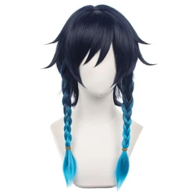Afbeelding van HIROAKIYA Venti pruik, Genshin Impact Cosplay pruik met blauw, kort, pony, cosplay, Anime