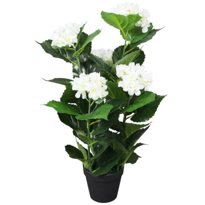 Afbeelding van Kunst hortensia plant met pot 60 cm wit