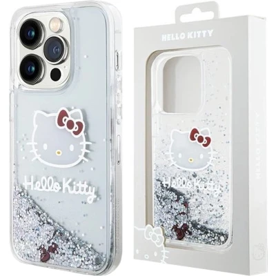 Afbeelding van Hello Kitty Liquid Glitter Charms Head case voor iPhone 15 Pro zilver